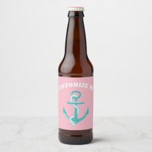 Étiquette Pour Bouteilles De Bière Ancre turquoise