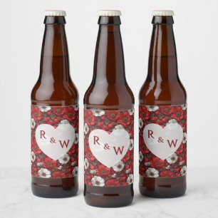 Étiquette Pour Bouteilles De Bière Anémones rêveuses Pétale Mariage au bord de la mer