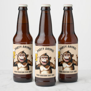 Étiquette Pour Bouteilles De Bière Animal de partie de texte personnalisé