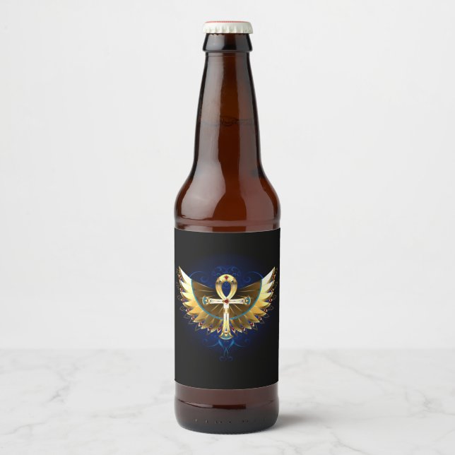 Étiquette Pour Bouteilles De Bière Ankh or avec ailes (Devant)