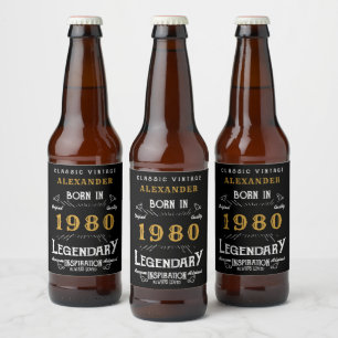 Étiquette Pour Bouteilles De Bière Anniversaire Personnalisé Ajoutez Votre Nom 1980 L