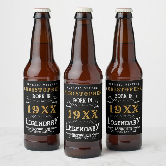 Étiquette Pour Bouteilles De Bière Anniversaire personnalisé Monogramme Père légendai (Bouteilles)