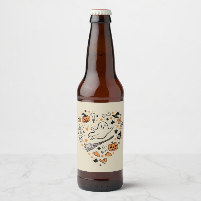 Étiquette Pour Bouteilles De Bière Automne Citrouille Automne Thanksgiving Halloween (Devant)