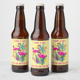 Étiquette Pour Bouteilles De Bière Avec texte Summer Pickleball 🤩 Fête Tropicale