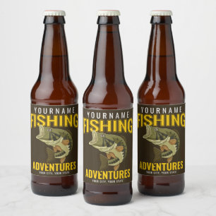 Étiquette Pour Bouteilles De Bière Aventures de pêche personnalisées Bass Fish Angler
