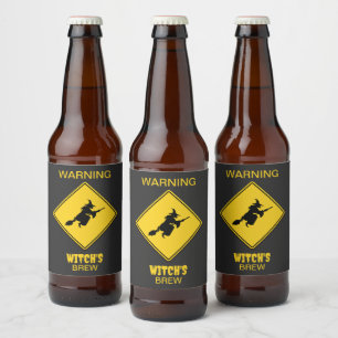 Étiquette Pour Bouteilles De Bière Avertissement de sorcière Halloween