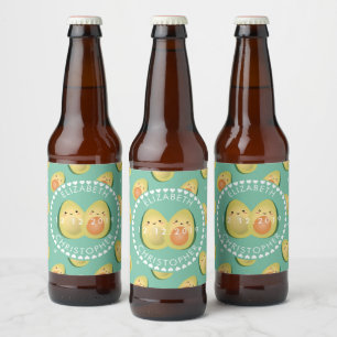 Étiquette Pour Bouteilles De Bière Avocados Whimsical Moderne Sympa Soirée de Mariage