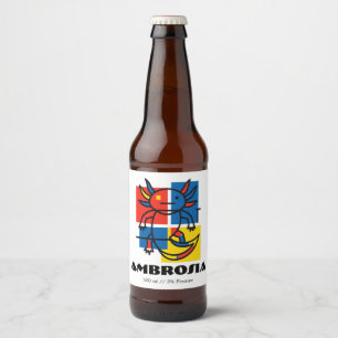Étiquette Pour Bouteilles De Bière Axolotl abstrait Mondrian néoténie minimaliste rét