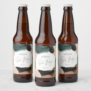 Étiquette Pour Bouteilles De Bière Baby shower Oh bébé terre cuite abstraite peinte
