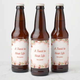 Étiquette Pour Bouteilles De Bière Baby Shower   Papillons & Fleurs Poésie Florale