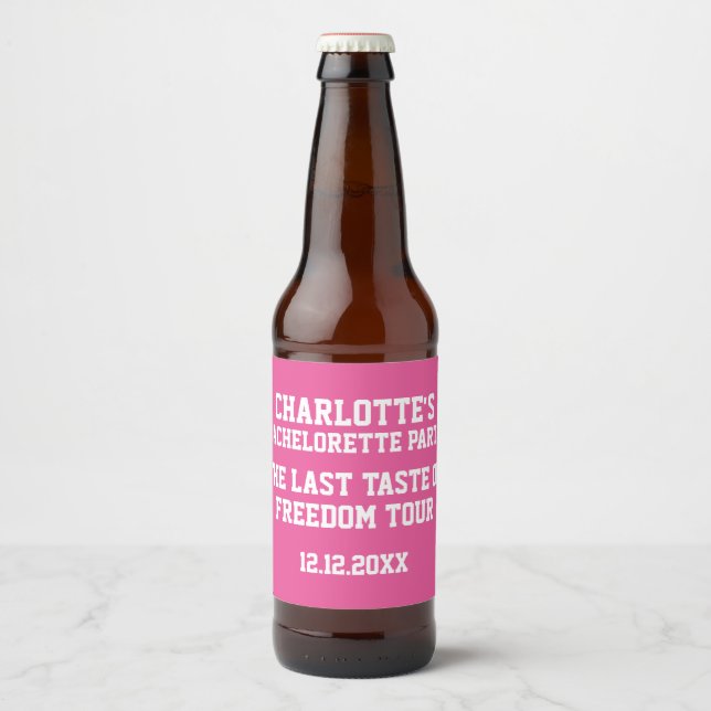 Étiquette Pour Bouteilles De Bière Bachelorette personnalisée Dernier goût de liberté (Devant)