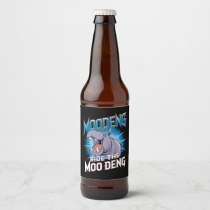 Étiquette Pour Bouteilles De Bière Balade à dos d'hippopotame de MOO DENG Le MOO DENG