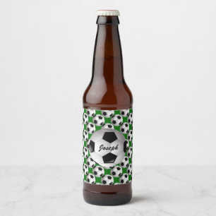 Étiquette Pour Bouteilles De Bière Ballon de football personnalisé sur le motif du