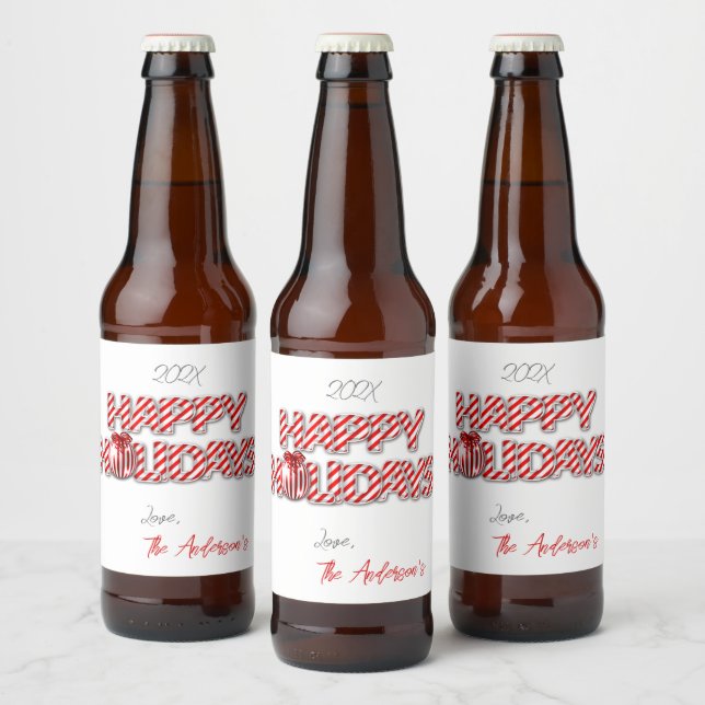 Étiquette Pour Bouteilles De Bière Balloon personnalisé Joyeux vacances Pepperment (Bouteilles)