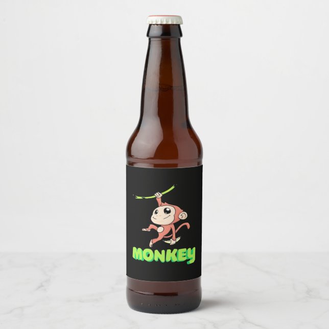 Étiquette Pour Bouteilles De Bière Banane singe (Devant)