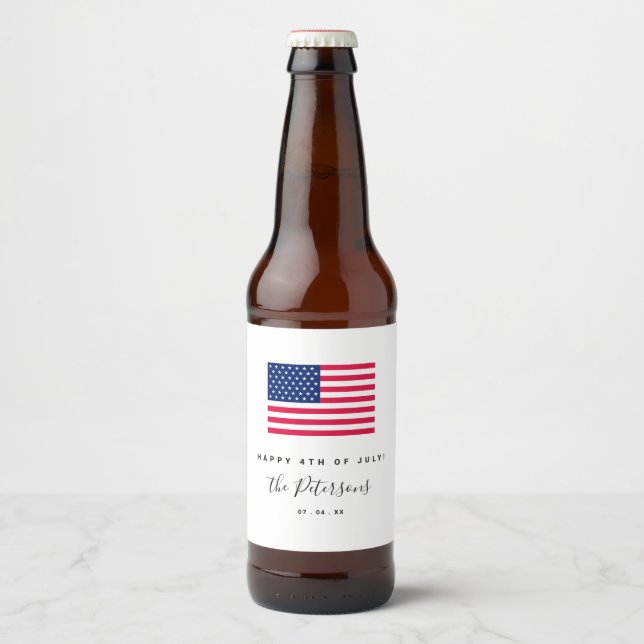Étiquette Pour Bouteilles De Bière BBQ 4 juillet (Devant)