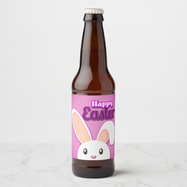 Étiquette Pour Bouteilles De Bière Beau lapin de Pâques 2 (Devant)