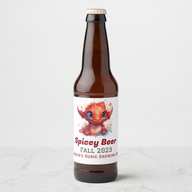 Étiquette Pour Bouteilles De Bière Bébé Dragon Rouge Accueil Brasserie Bière (Devant)