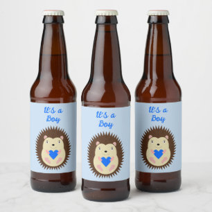 Étiquette Pour Bouteilles De Bière Bébé Garçon Cœur Hérisson Personnalisé