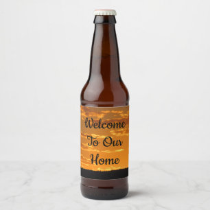 Étiquette Pour Bouteilles De Bière Bienvenue Location de vacances Orange Sunset