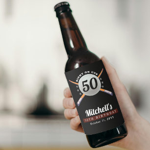 Étiquette Pour Bouteilles De Bière Billard de piscine 50e fête d'anniversaire Noir