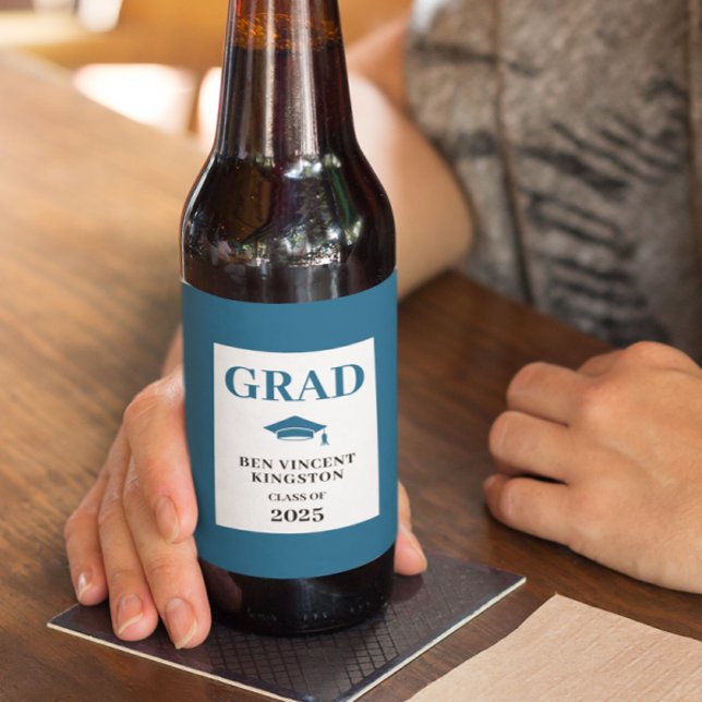 Étiquette Pour Bouteilles De Bière Bleu Bienvenue Graduation (Créateur téléchargé)