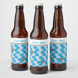 Étiquette Pour Bouteilles De Bière Bleu, blanc motif bavarois, personnalisé