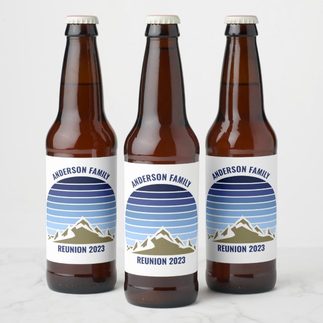 Étiquette Pour Bouteilles De Bière Blue Mountain Sunset Party personnalisable (Bouteilles)