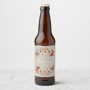 Étiquette Pour Bouteilles De Bière Bon thanksgiving des feuilles d'automne Taupe mode