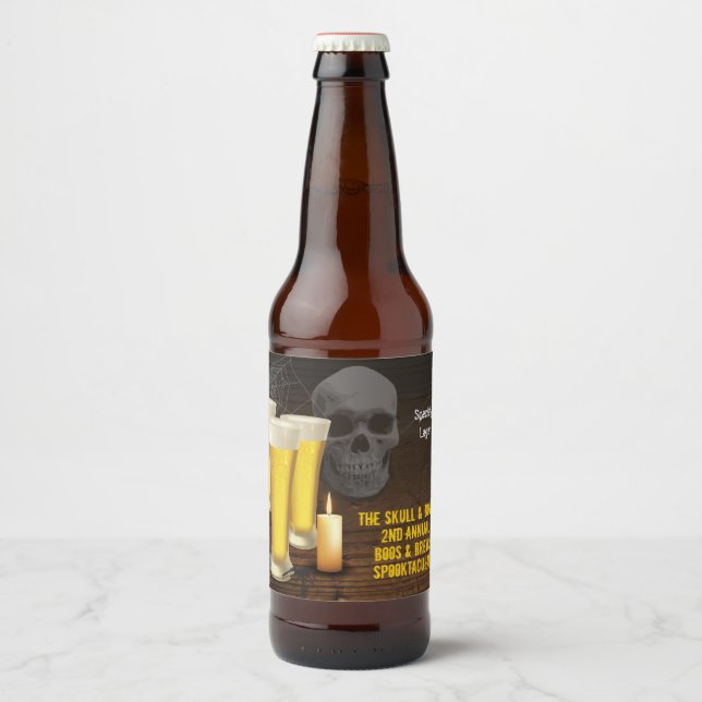 Étiquette Pour Bouteilles De Bière Boos et brasse Halloween (Devant)