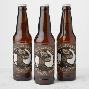 Étiquette Pour Bouteilles De Bière Bottes de cowboy Occidentales Wild West personnali