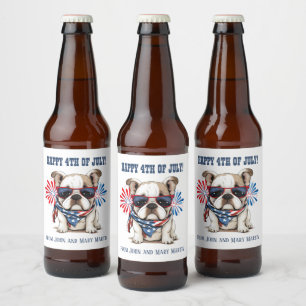 Étiquette Pour Bouteilles De Bière Bouledogue 4 juillet Jour de l'Indépendance Rouge