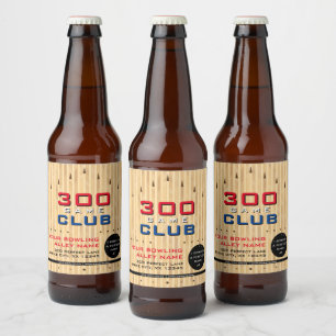 Étiquette Pour Bouteilles De Bière Bowling Alley Promotional 300 Game Milestone Beer