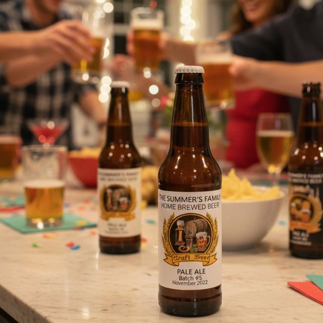 Étiquette Pour Bouteilles De Bière Brasserie moderne Beer Aquarelle artisanale person (Créateur téléchargé)