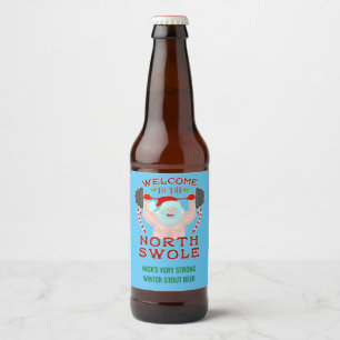 Étiquette Pour Bouteilles De Bière Brew à la maison de Noël de haltérophile drôle