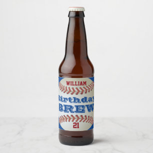 Étiquette Pour Bouteilles De Bière Brew d'anniversaire de base-ball