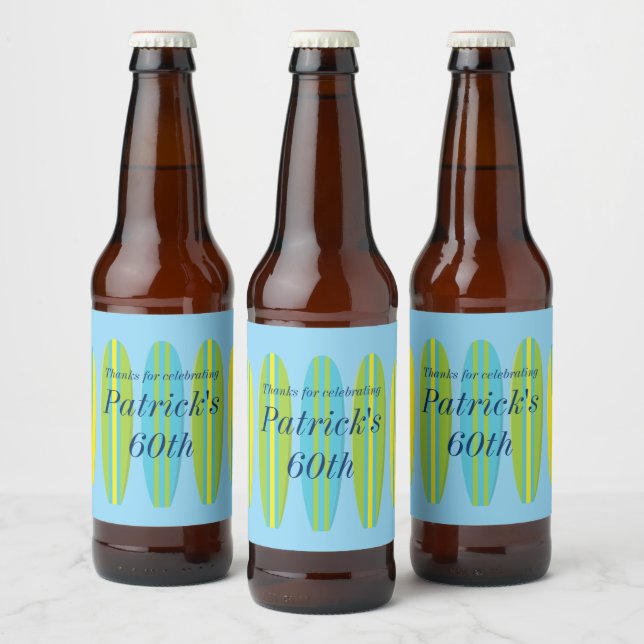 Étiquette Pour Bouteilles De Bière Bright Surfboards Anniversaire (Bouteilles)
