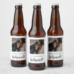 Étiquette Pour Bouteilles De Bière Brossé Script Photo Vous Serez Ma Femme D'Accueil