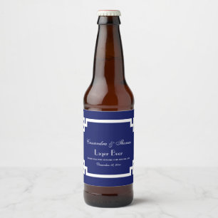 Étiquette Pour Bouteilles De Bière Cadre à clé grecque blanc chic DIY BG