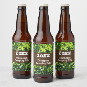 Étiquette Pour Bouteilles De Bière Camping familial Voyage Green Summer Réunion Vacan