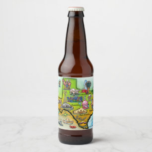 Étiquette Pour Bouteilles De Bière Carte de dessin du Texas