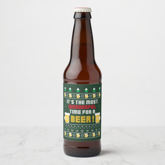Étiquette Pour Bouteilles De Bière Chandail de vacances de bière moche (Devant)
