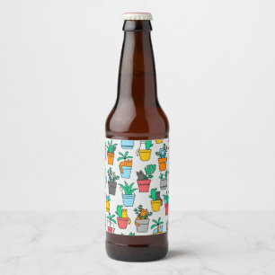 Étiquette Pour Bouteilles De Bière Chats dans les pots à fleurs