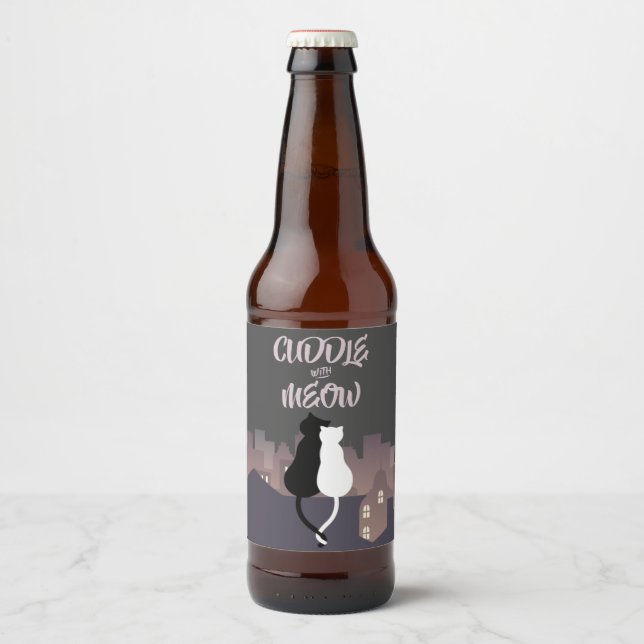 Étiquette Pour Bouteilles De Bière Chats serrant la Saint Valentin (Devant)