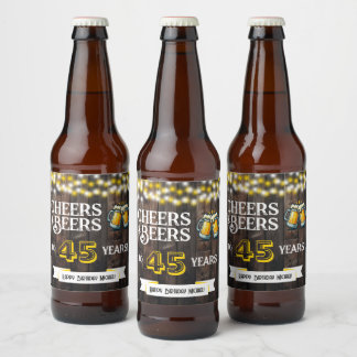 Étiquette Pour Bouteilles De Bière Cheers and Beers to 45 Years Rustic Birthday