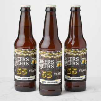 Étiquette Pour Bouteilles De Bière Cheers and Beers to 55 Years Rustic Birthday