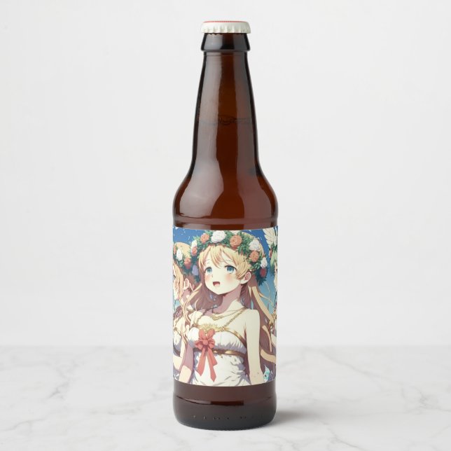 Étiquette Pour Bouteilles De Bière Chœur d'anime (Devant)