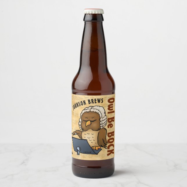 Étiquette Pour Bouteilles De Bière Chouette Be Bock Funny Homebrew (Devant)