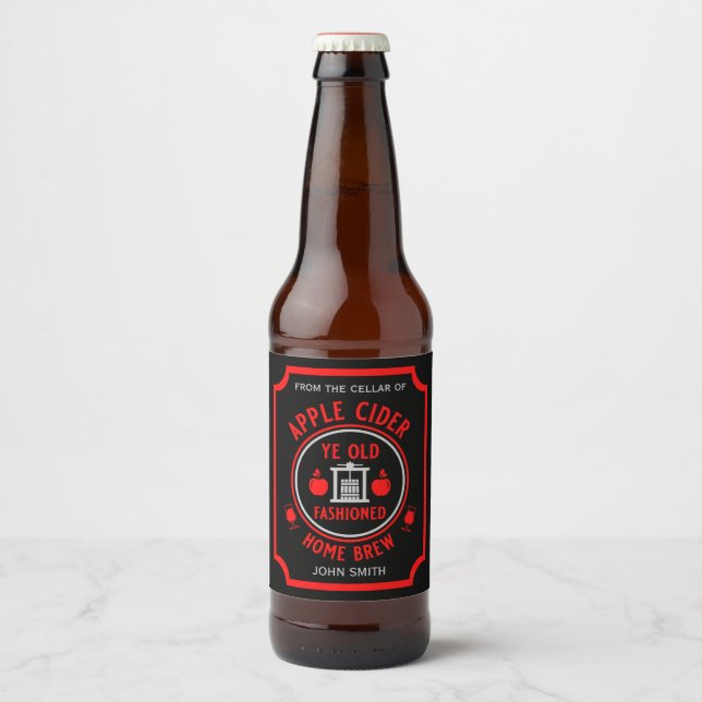 Étiquette Pour Bouteilles De Bière Cidre Apple rustique personnalisé (Devant)