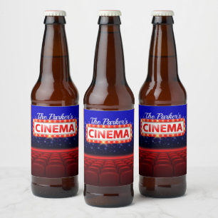 Étiquette Pour Bouteilles De Bière Cinéma Personnalisé Cinéma Salle Familiale
